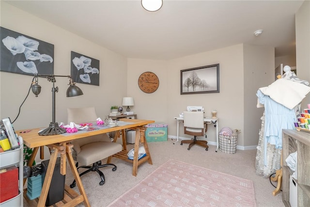 view of carpeted home office