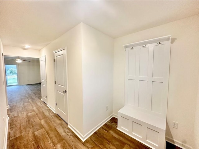 hallway with wood-type flooring