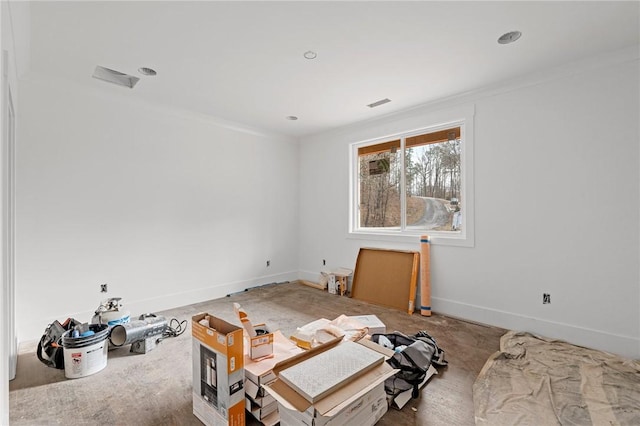 interior space featuring crown molding