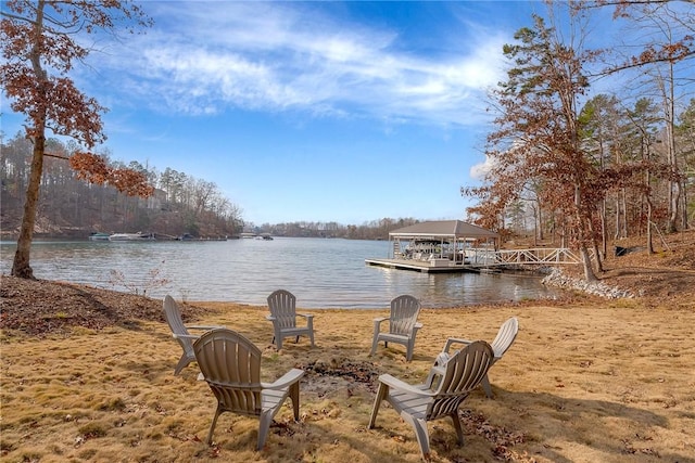 property view of water featuring a dock