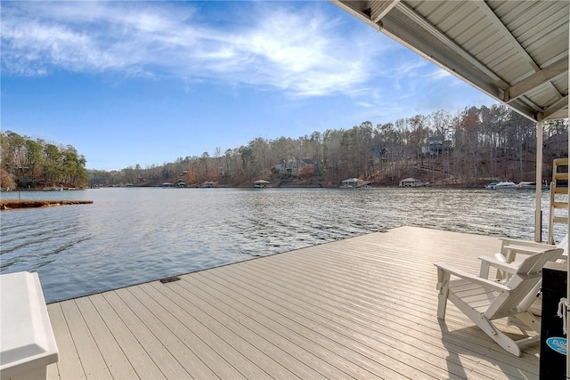 view of dock featuring a water view