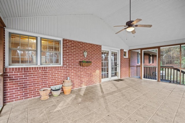 view of patio featuring ceiling fan