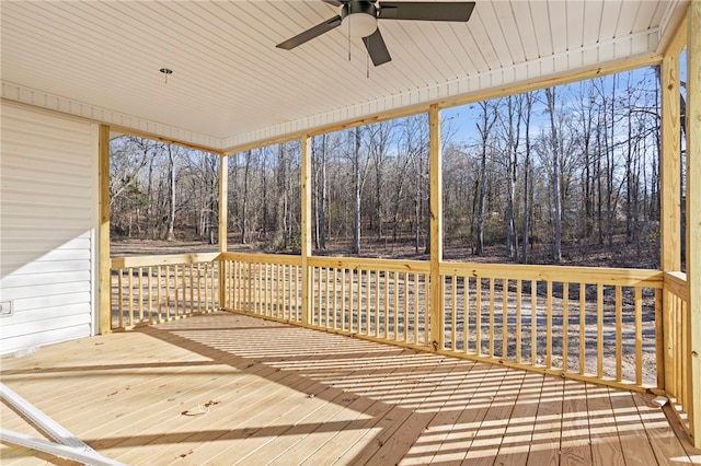 wooden terrace with ceiling fan