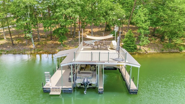 dock area with a water view