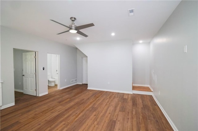 additional living space with wood-type flooring and ceiling fan