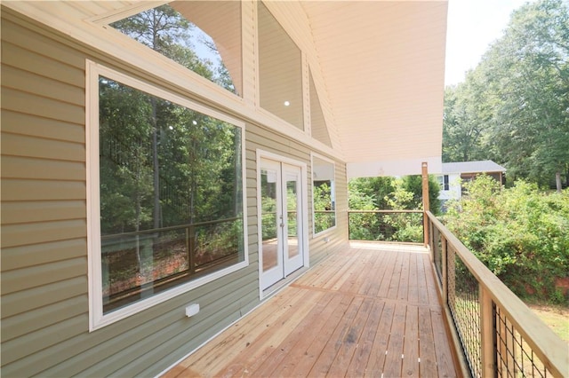 wooden terrace with french doors