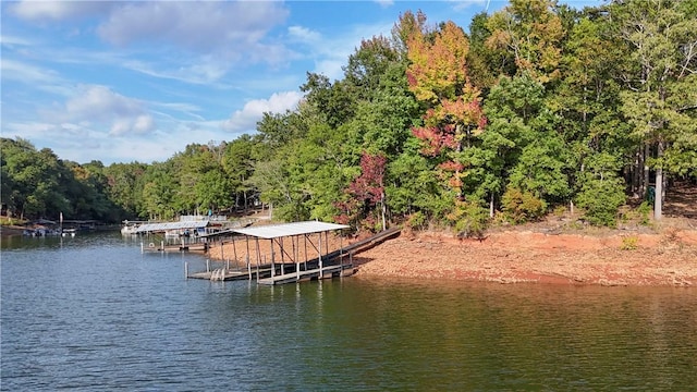 view of dock featuring a water view