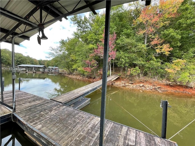 view of dock featuring a water view