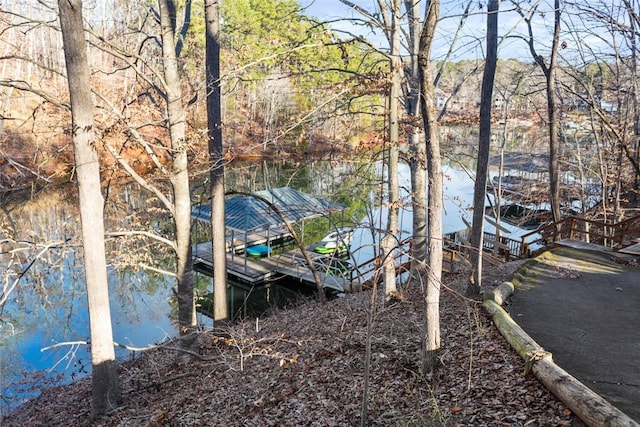 water view with a boat dock