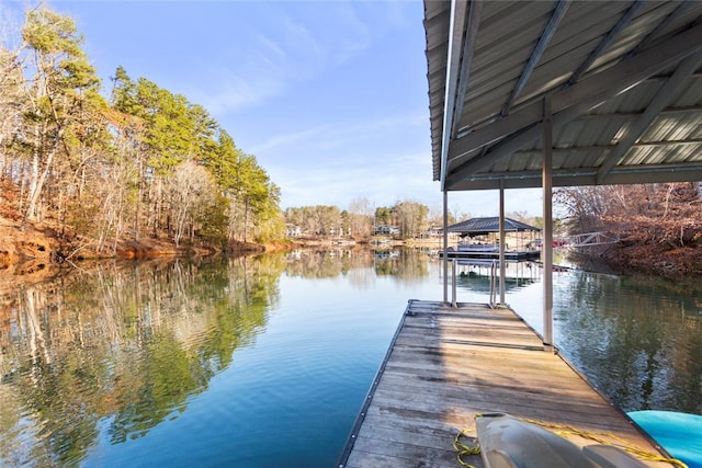 dock area featuring a water view