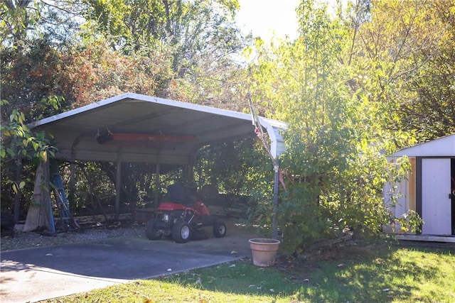 view of parking featuring a carport