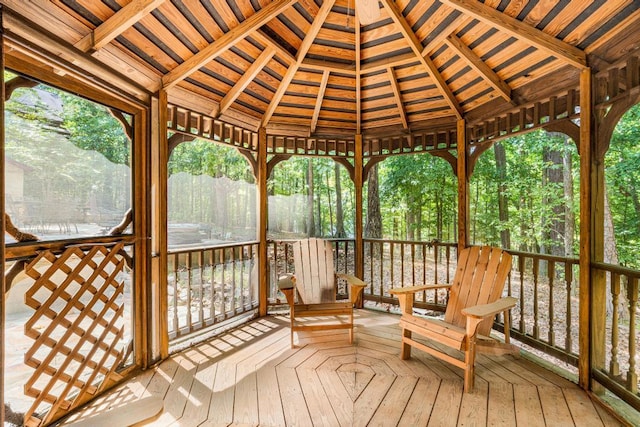 wooden deck with a gazebo