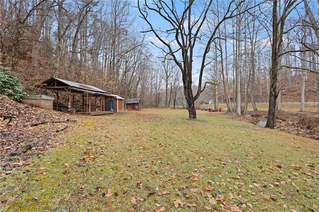 view of yard featuring an outbuilding