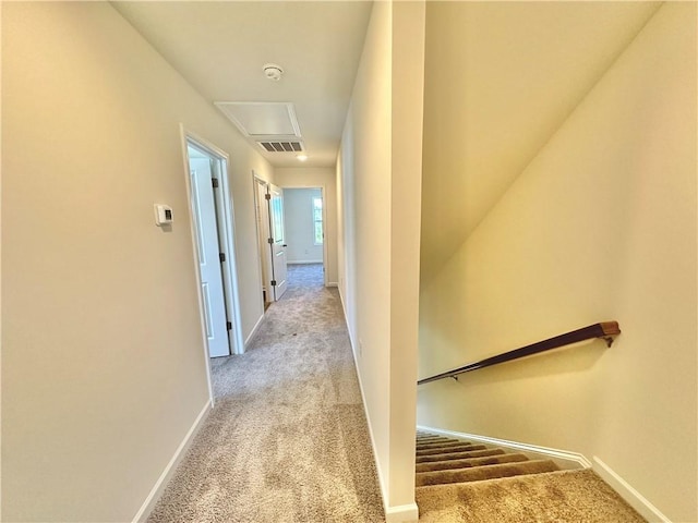 hallway with light carpet