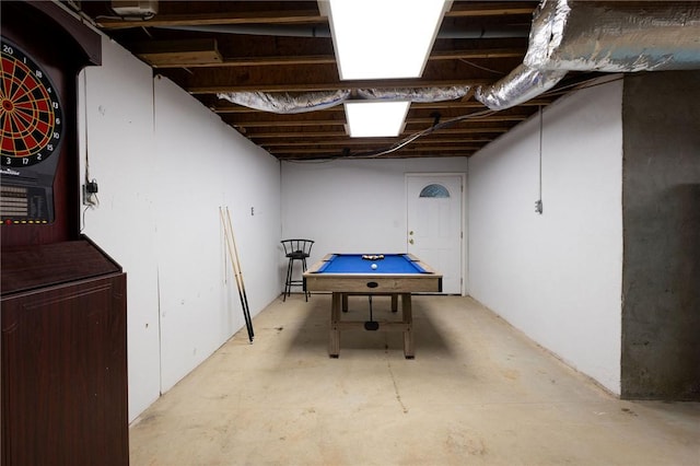 basement with pool table