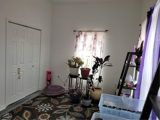 playroom with wood finished floors