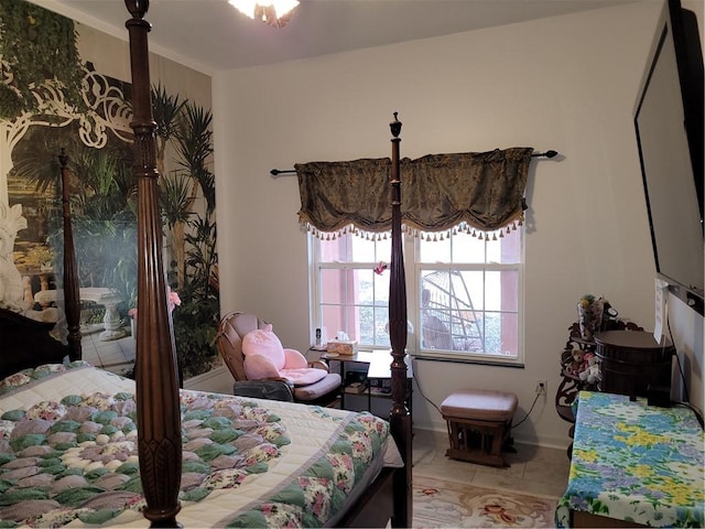 bedroom featuring tile patterned floors