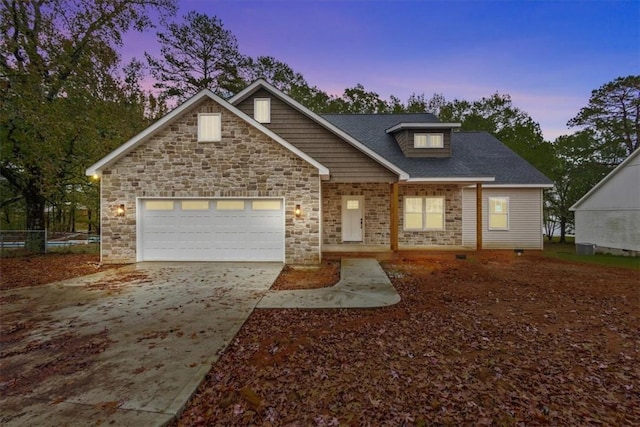 view of front of house with a garage