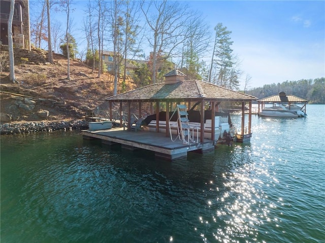 dock area featuring a water view