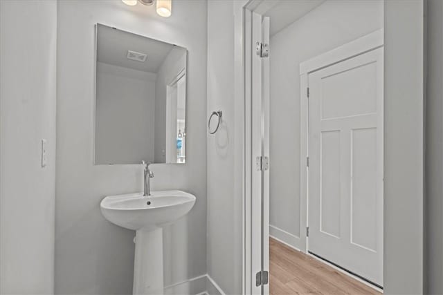 bathroom featuring wood-type flooring