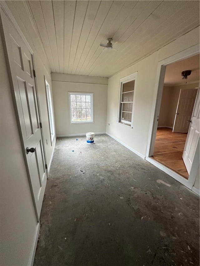 spare room with wood ceiling