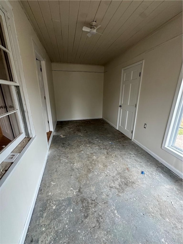 spare room with wood ceiling