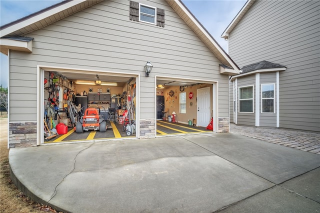 exterior space featuring a garage