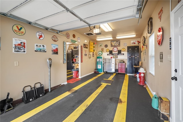 garage with a garage door opener