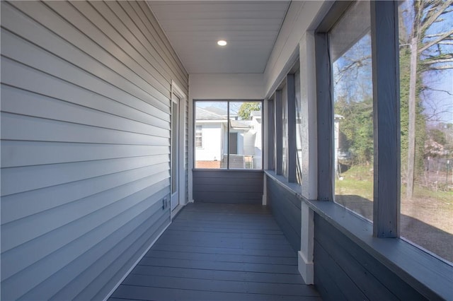 view of unfurnished sunroom