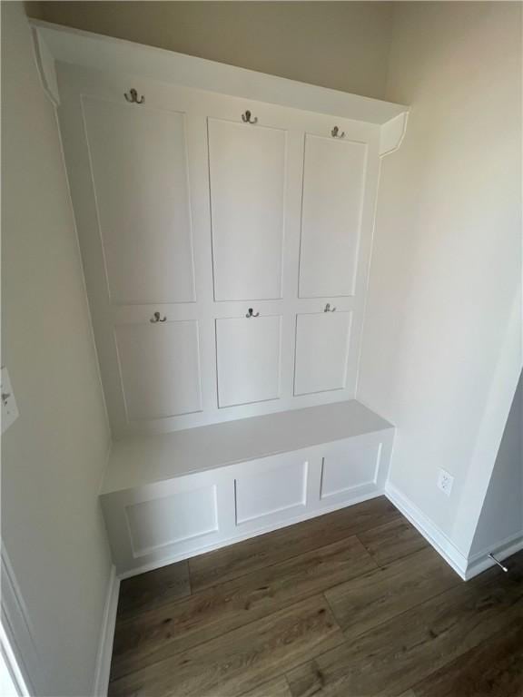 mudroom with dark hardwood / wood-style floors