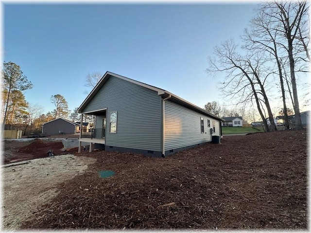 view of property exterior featuring central AC unit