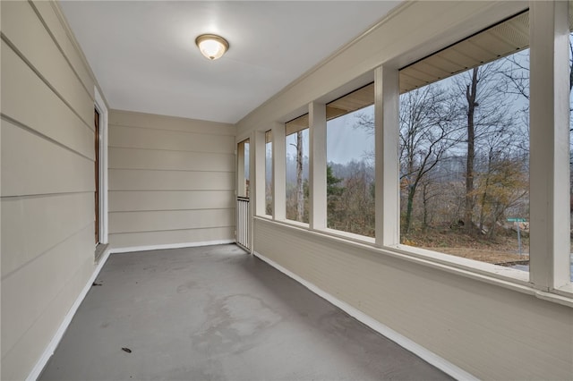 view of unfurnished sunroom