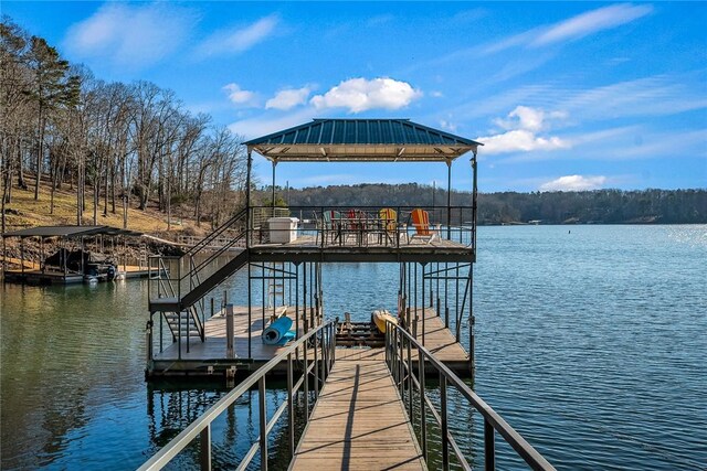 view of dock featuring a water view