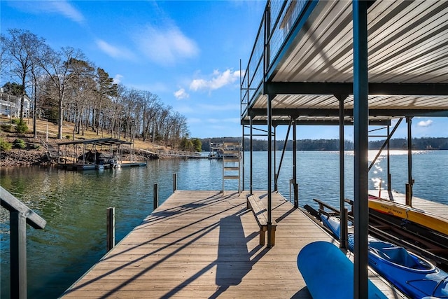 dock area featuring a water view