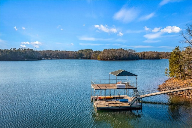 view of dock featuring a water view