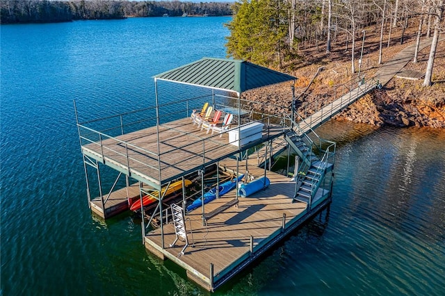 dock area featuring a water view