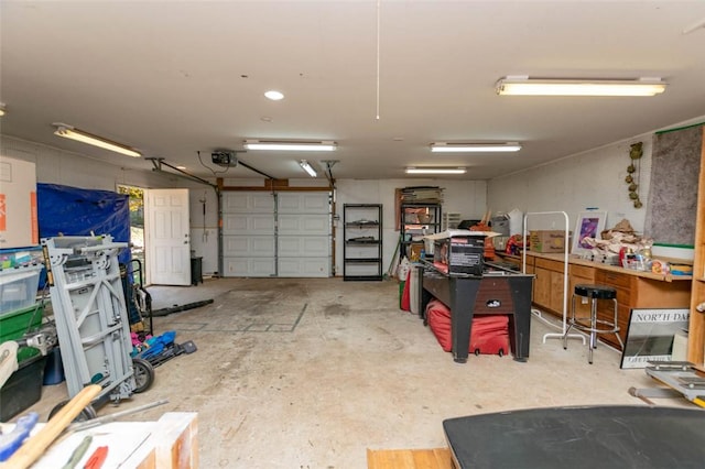 garage with a garage door opener