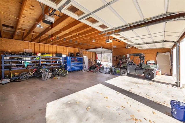 garage with a garage door opener