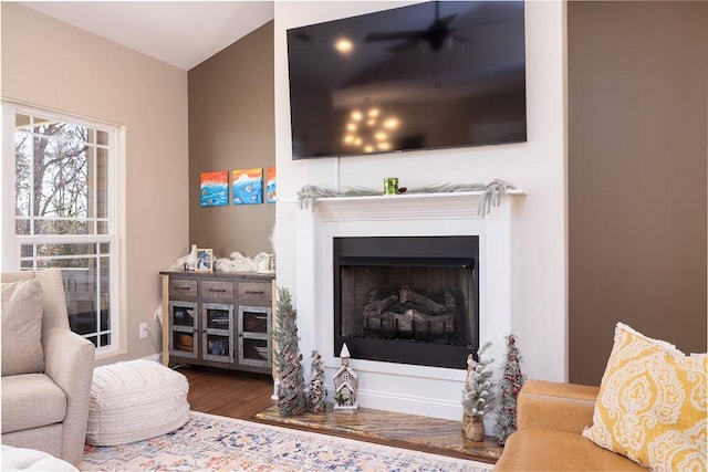 living room with wood-type flooring