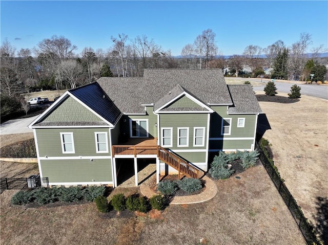 view of front of property featuring a wooden deck