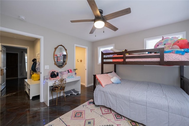 bedroom featuring ceiling fan