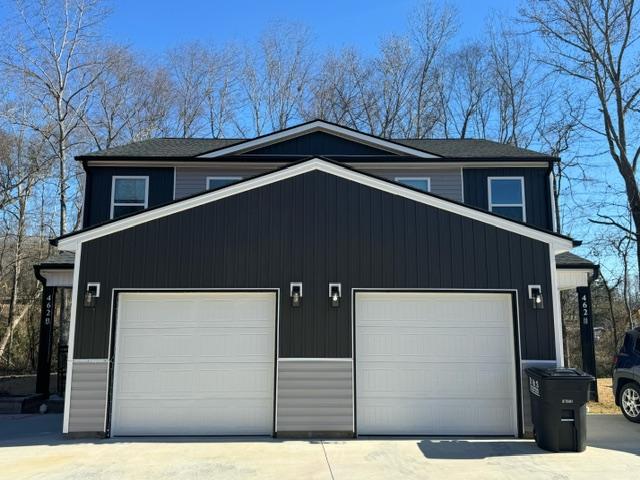 exterior space with a garage