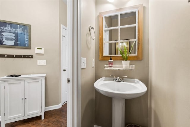 bathroom featuring wood-type flooring