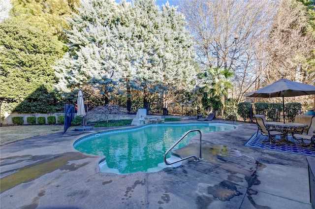 view of swimming pool featuring a patio