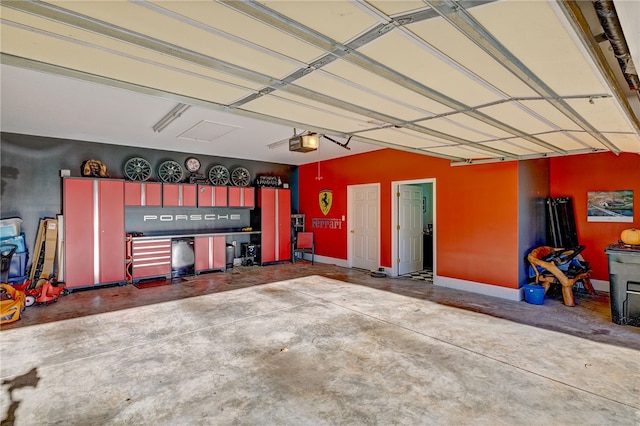 garage with a garage door opener