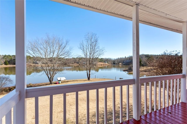 deck with a water view