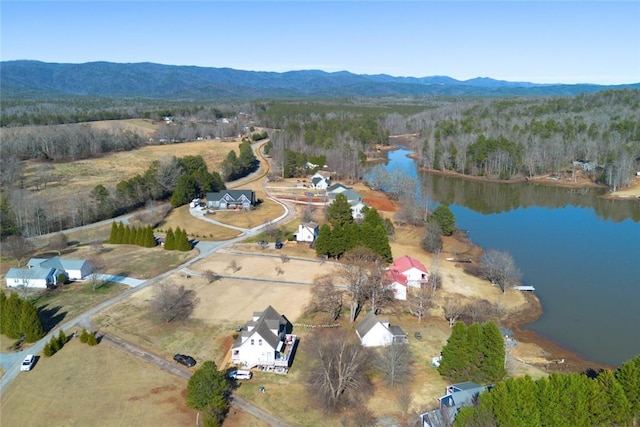 aerial view with a water and mountain view