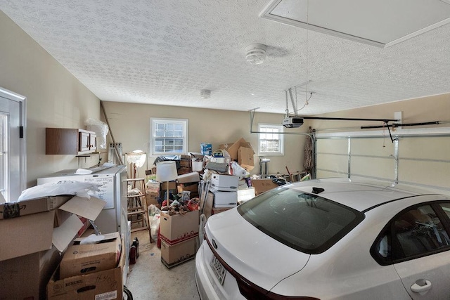 garage with a garage door opener