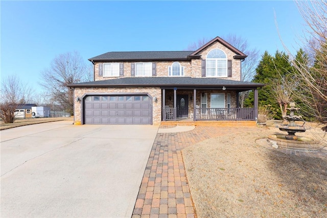 view of front of property featuring covered porch