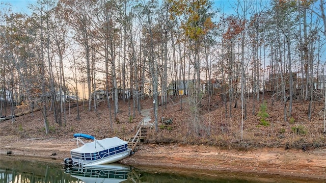 view of dock featuring a water view